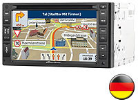 NavGear StreetMate 2-DIN-Autoradio mit Navi DSR-N 62 Deutschland; Kfz-Notrufsender zum Nachrüsten 