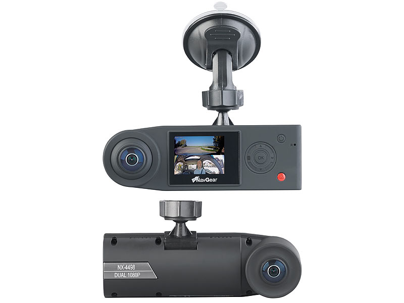 Full-HD-Dashcam mit 2 Kameras für 360°-Panorama-Sicht Dashcam 360 Grad NavGear Auto Kamera G-Sensor