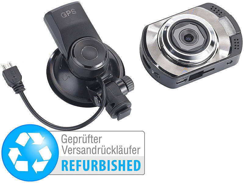 G-Sensor Full-HD-Dashcam MDV-2295 mit GPS 120°-Weitwinkel Kamera für Auto 