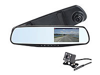 ; HD-Rückspiegel-Dashcam mit Rückfahr-Kamera HD-Rückspiegel-Dashcam mit Rückfahr-Kamera 