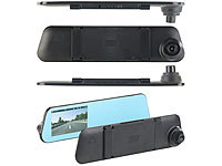 ; HD-Rückspiegel-Dashcam mit Rückfahr-Kamera 