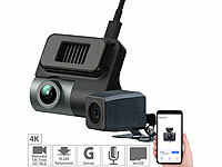 NavGear Kompakte 4K-Dashcam mit Full-HD-Heckkamera, G-Sensor, Parkwächter, App