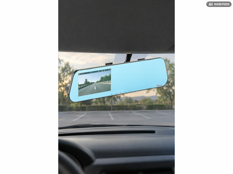 ; HD-Rückspiegel-Dashcam mit Rückfahr-Kamera HD-Rückspiegel-Dashcam mit Rückfahr-Kamera